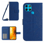 Skin Feel Custodia per cellulare in pelle con motivo a fiori di sole con cordino, For Infinix Smart 6, For Tecno Camon 17 Pro