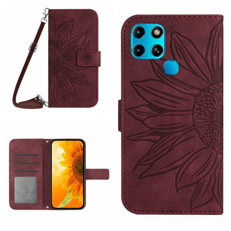 Skin Feel Custodia per cellulare in pelle con motivo a fiori di sole con cordino, For Infinix Smart 6, For Tecno Camon 17 Pro