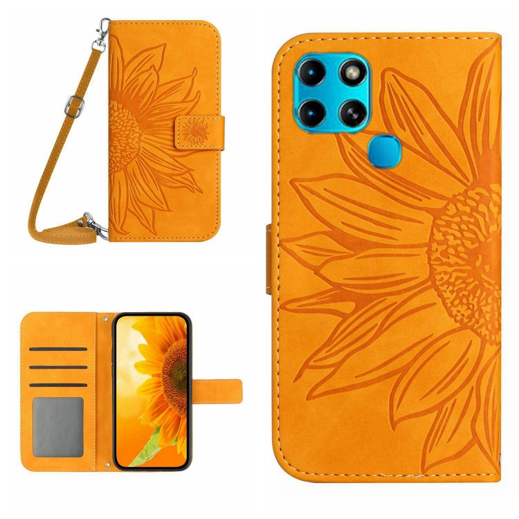 Skin Feel Custodia per cellulare in pelle con motivo a fiori di sole con cordino, For Infinix Smart 6, For Tecno Camon 17 Pro