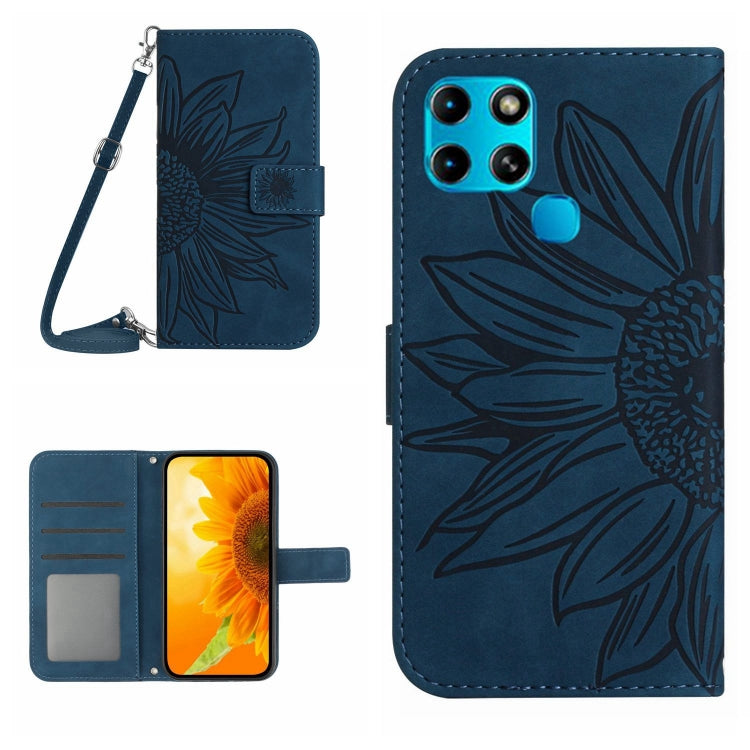 Skin Feel Custodia per cellulare in pelle con motivo a fiori di sole con cordino, For Infinix Smart 6, For Tecno Camon 17 Pro