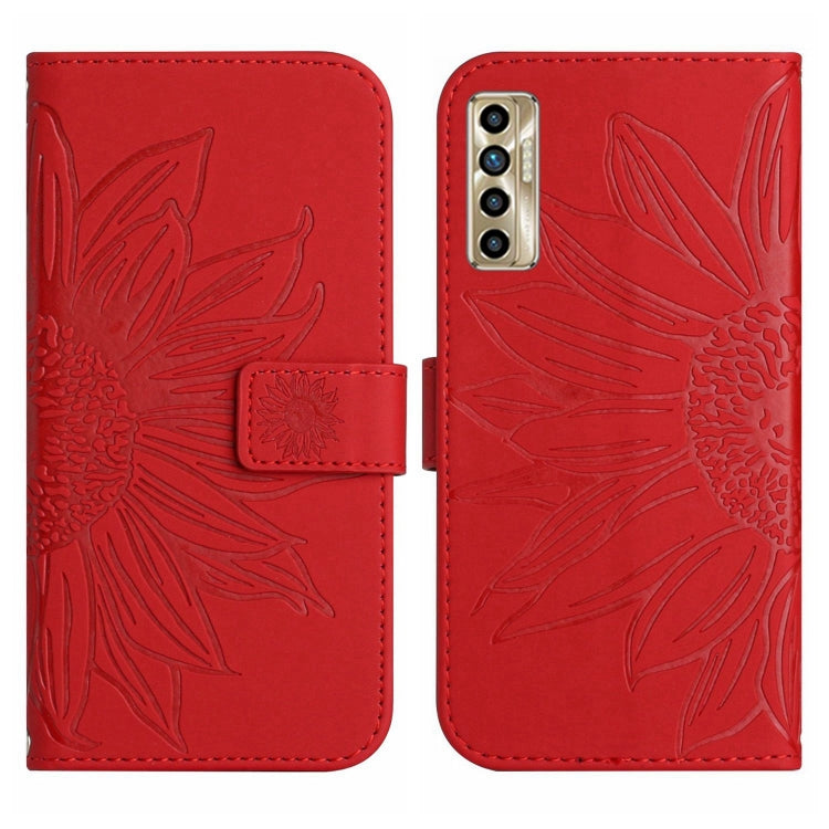 Skin Feel Custodia per cellulare in pelle con motivo a fiori di sole con cordino, For Tecno Camon 17P, For Tecno Camon 18 / 18 P