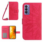 Skin Feel Custodia per cellulare in pelle con motivo a fiori di sole con cordino, For Tecno Camon 17P, For Tecno Camon 18 / 18 P