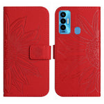 Skin Feel Custodia per cellulare in pelle con motivo a fiori di sole con cordino, For Tecno Camon 18i, For Tecno Camon 19 Pro