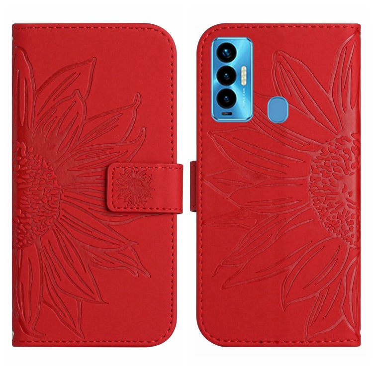Skin Feel Custodia per cellulare in pelle con motivo a fiori di sole con cordino, For Tecno Camon 18i, For Tecno Camon 19 Pro