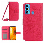 Skin Feel Custodia per cellulare in pelle con motivo a fiori di sole con cordino, For Tecno Camon 18i, For Tecno Camon 19 Pro