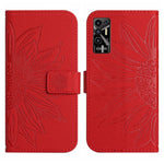 Skin Feel Custodia per cellulare in pelle con motivo a fiori di sole con cordino, For Tecno Pova 2, For Tecno Spark 8