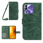 Skin Feel Custodia per cellulare in pelle con motivo a fiori di sole con cordino, For Tecno Pova 2, For Tecno Spark 8