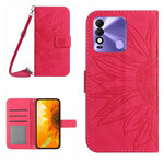 Skin Feel Custodia per cellulare in pelle con motivo a fiori di sole con cordino, For Tecno Pova 2, For Tecno Spark 8