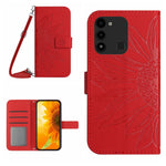 Skin Feel Custodia per cellulare in pelle con motivo a fiori di sole con cordino, For Tecno Spark Go 2022 / Spark 8C