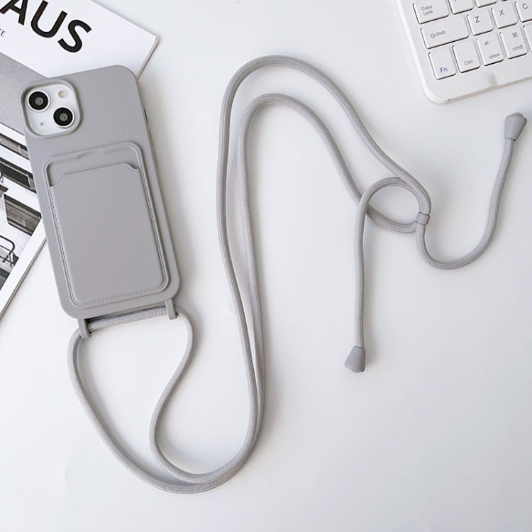 Custodia per cellulare con porta carte in silicone elastico con cordino a tracolla, For iPhone 14 Plus