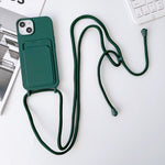 Custodia per cellulare con porta carte in silicone elastico con cordino a tracolla, For iPhone 14 Pro