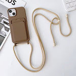 Custodia per cellulare con porta carte in silicone elastico con cordino a tracolla, For iPhone 14 Pro