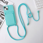 Custodia per cellulare con porta carte in silicone elastico con cordino a tracolla, For iPhone 14 Pro Max