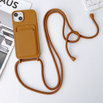 Custodia per cellulare con porta carte in silicone elastico con cordino a tracolla, For iPhone 13
