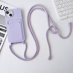 Custodia per cellulare con porta carte in silicone elastico con cordino a tracolla, For iPhone 13