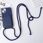Custodia per cellulare con porta carte in silicone elastico con cordino a tracolla, For iPhone 11 Pro