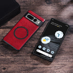 Cassa del telefono con struttura in pelle ad anello magnetico Magsafe, For Google Pixel 6, For Google Pixel 6 Pro, For Google Pixel 7, For Google Pixel 7 Pro