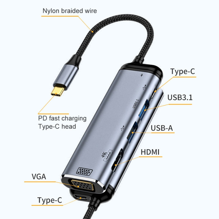 Adattatore multifunzione 6 in 1 USB-C a VGA HDMI USB
