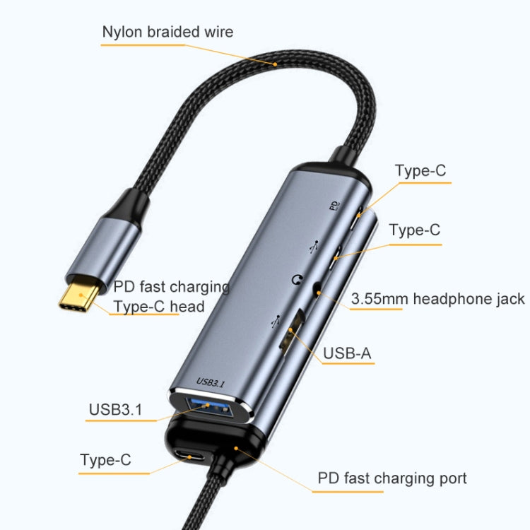 Adattatore USB-C 5 in 1 con HDMI, USB 3.1 e audio 3,5 mm