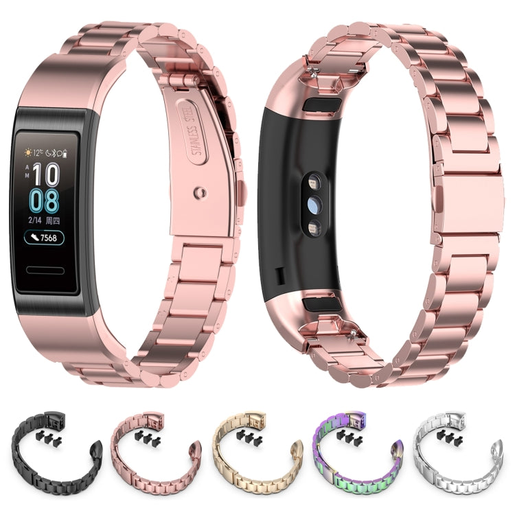 Per Huawei Band 4 Pro (TER-B29S) / Band 3 Pro (TER-B29) / Band 3 (TER-B09) Cinturino da polso in acciaio con tre perline, For Band 4 Pro