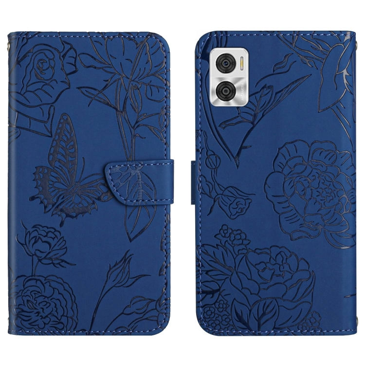 HT03 Cassa del telefono di cuoio di vibrazione impressa farfalla di sensibilità della pelle, For Motorola Moto E22 4G, For Motorola Moto G72 4G, For OPPO A17, For Realme 10 4G