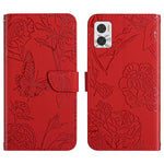 HT03 Cassa del telefono di cuoio di vibrazione impressa farfalla di sensibilità della pelle, For Motorola Moto E22 4G, For Motorola Moto G72 4G, For OPPO A17, For Realme 10 4G