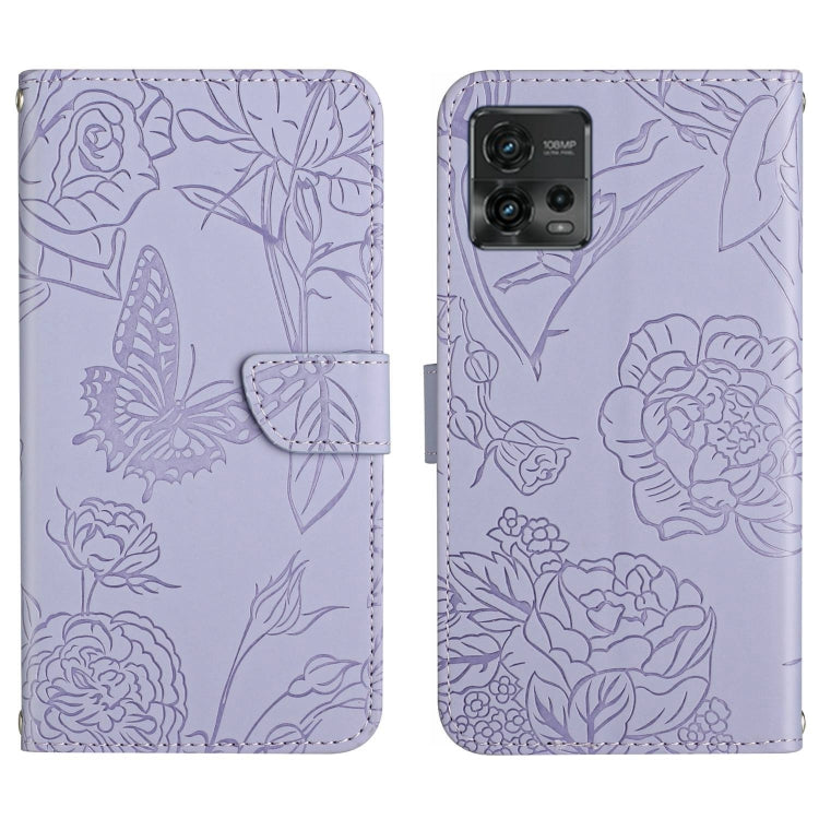 HT03 Cassa del telefono di cuoio di vibrazione impressa farfalla di sensibilità della pelle, For Motorola Moto E22 4G, For Motorola Moto G72 4G, For OPPO A17, For Realme 10 4G
