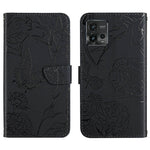 HT03 Cassa del telefono di cuoio di vibrazione impressa farfalla di sensibilità della pelle, For Motorola Moto E22 4G, For Motorola Moto G72 4G, For OPPO A17, For Realme 10 4G