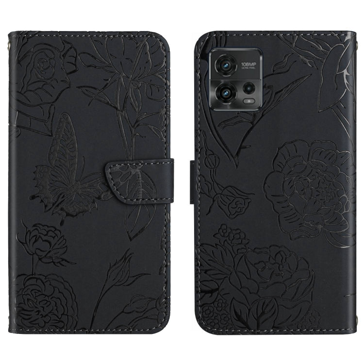 HT03 Cassa del telefono di cuoio di vibrazione impressa farfalla di sensibilità della pelle, For Motorola Moto E22 4G, For Motorola Moto G72 4G, For OPPO A17, For Realme 10 4G