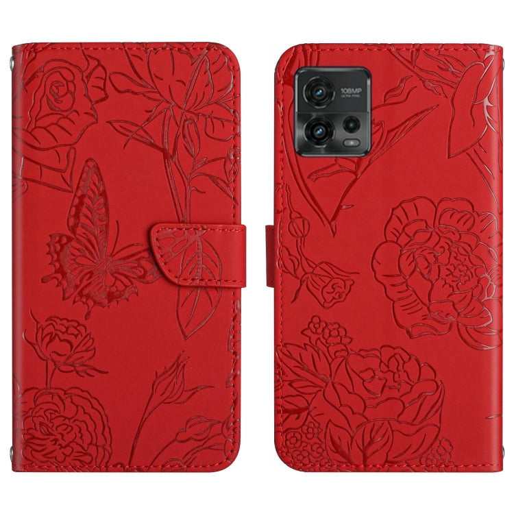 HT03 Cassa del telefono di cuoio di vibrazione impressa farfalla di sensibilità della pelle, For Motorola Moto E22 4G, For Motorola Moto G72 4G, For OPPO A17, For Realme 10 4G