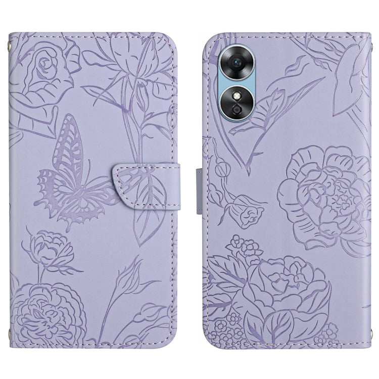 HT03 Cassa del telefono di cuoio di vibrazione impressa farfalla di sensibilità della pelle, For Motorola Moto E22 4G, For Motorola Moto G72 4G, For OPPO A17, For Realme 10 4G