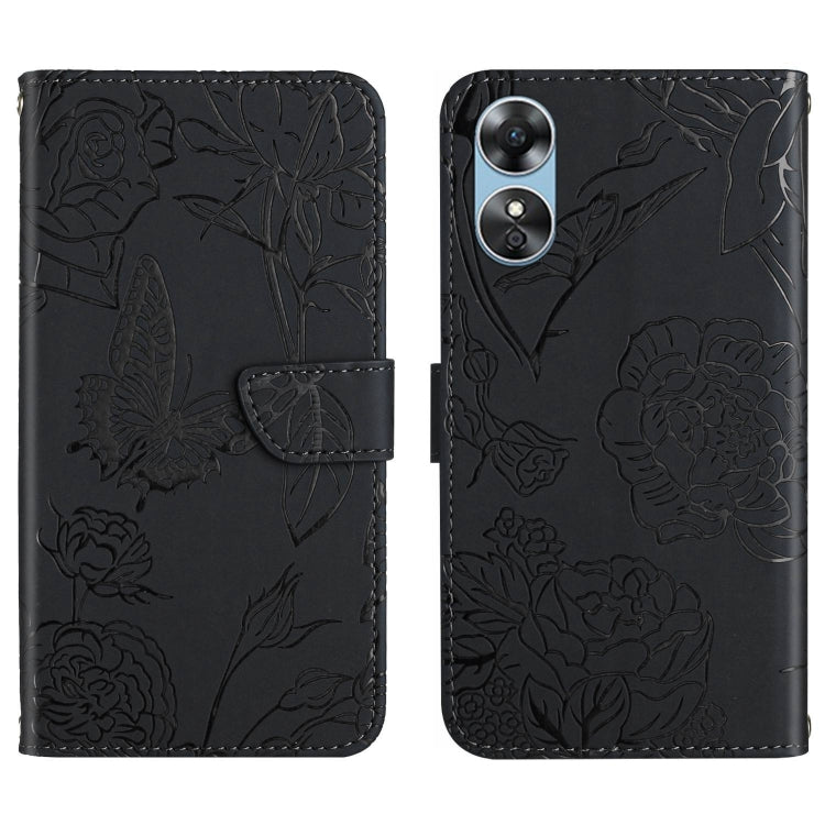 HT03 Cassa del telefono di cuoio di vibrazione impressa farfalla di sensibilità della pelle, For Motorola Moto E22 4G, For Motorola Moto G72 4G, For OPPO A17, For Realme 10 4G