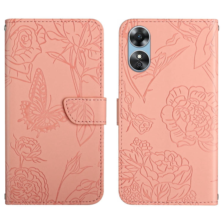 HT03 Cassa del telefono di cuoio di vibrazione impressa farfalla di sensibilità della pelle, For Motorola Moto E22 4G, For Motorola Moto G72 4G, For OPPO A17, For Realme 10 4G