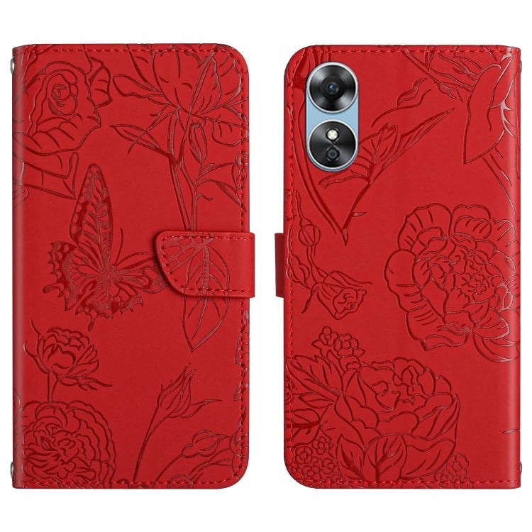 HT03 Cassa del telefono di cuoio di vibrazione impressa farfalla di sensibilità della pelle, For Motorola Moto E22 4G, For Motorola Moto G72 4G, For OPPO A17, For Realme 10 4G