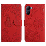 HT03 Cassa del telefono di cuoio di vibrazione impressa farfalla di sensibilità della pelle, For Motorola Moto E22 4G, For Motorola Moto G72 4G, For OPPO A17, For Realme 10 4G