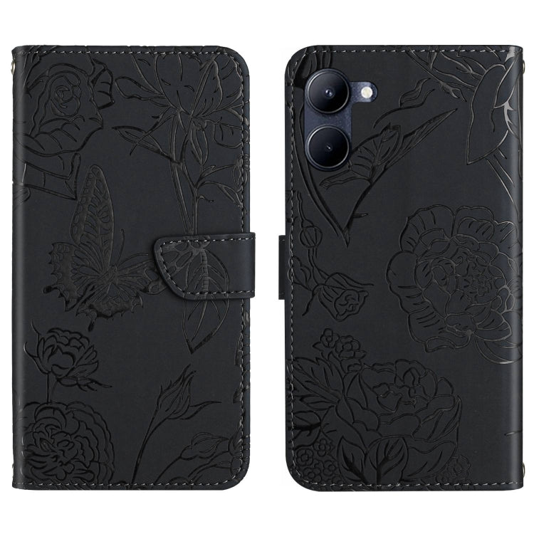 HT03 Cassa del telefono di cuoio di vibrazione impressa farfalla di sensibilità della pelle, For Realme 10 5G, For Realme C33, For Xiaomi Redmi A1+, For Samsung Galaxy S23 Ultra 5G