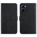 HT03 Cassa del telefono di cuoio di vibrazione impressa farfalla di sensibilità della pelle, For Realme 10 5G, For Realme C33, For Xiaomi Redmi A1+, For Samsung Galaxy S23 Ultra 5G
