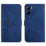 HT03 Cassa del telefono di cuoio di vibrazione impressa farfalla di sensibilità della pelle, For Realme 10 5G, For Realme C33, For Xiaomi Redmi A1+, For Samsung Galaxy S23 Ultra 5G