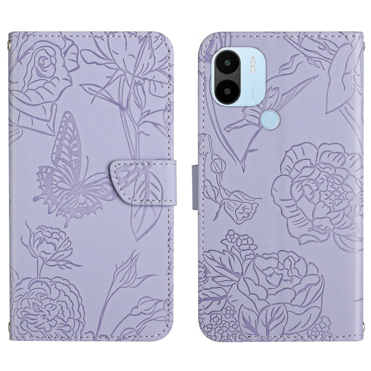 HT03 Cassa del telefono di cuoio di vibrazione impressa farfalla di sensibilità della pelle, For Realme 10 5G, For Realme C33, For Xiaomi Redmi A1+, For Samsung Galaxy S23 Ultra 5G