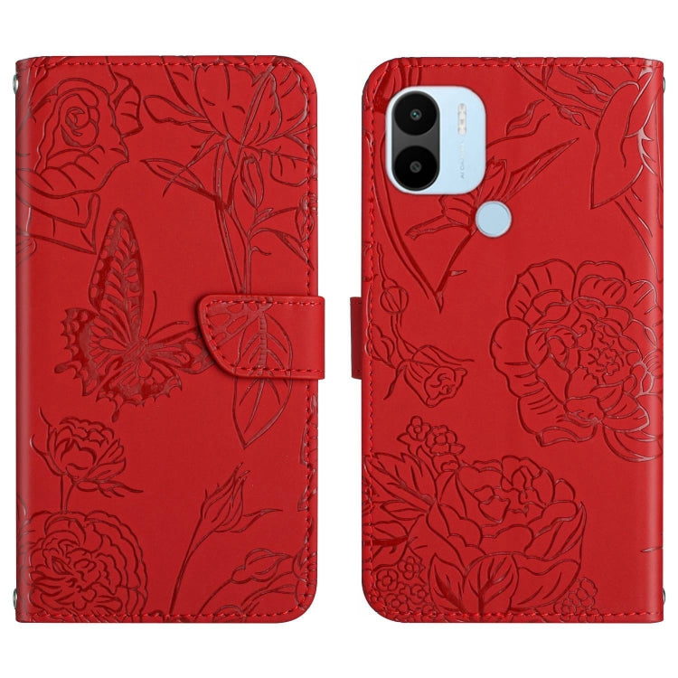 HT03 Cassa del telefono di cuoio di vibrazione impressa farfalla di sensibilità della pelle, For Realme 10 5G, For Realme C33, For Xiaomi Redmi A1+, For Samsung Galaxy S23 Ultra 5G