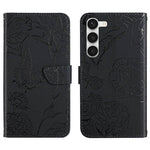 HT03 Cassa del telefono di cuoio di vibrazione impressa farfalla di sensibilità della pelle, For Samsung Galaxy S23 5G, For Samsung Galaxy S23+ 5G, For Sharp Aquos Sense7 SH-V48, For Xiaomi 12 Lite NE