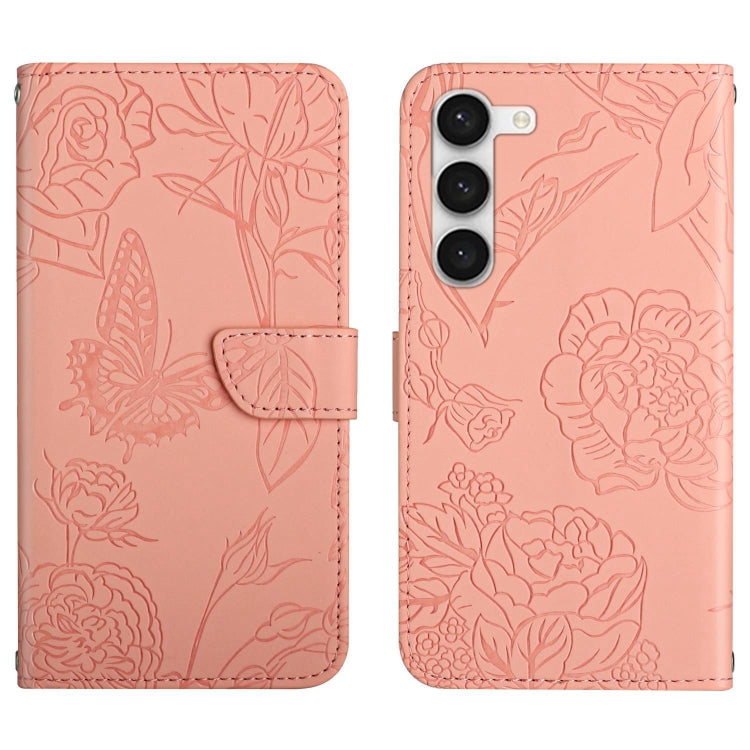 HT03 Cassa del telefono di cuoio di vibrazione impressa farfalla di sensibilità della pelle, For Samsung Galaxy S23 5G, For Samsung Galaxy S23+ 5G, For Sharp Aquos Sense7 SH-V48, For Xiaomi 12 Lite NE