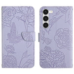 HT03 Cassa del telefono di cuoio di vibrazione impressa farfalla di sensibilità della pelle, For Samsung Galaxy S23 5G, For Samsung Galaxy S23+ 5G, For Sharp Aquos Sense7 SH-V48, For Xiaomi 12 Lite NE