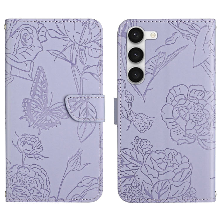 HT03 Cassa del telefono di cuoio di vibrazione impressa farfalla di sensibilità della pelle, For Samsung Galaxy S23 5G, For Samsung Galaxy S23+ 5G, For Sharp Aquos Sense7 SH-V48, For Xiaomi 12 Lite NE