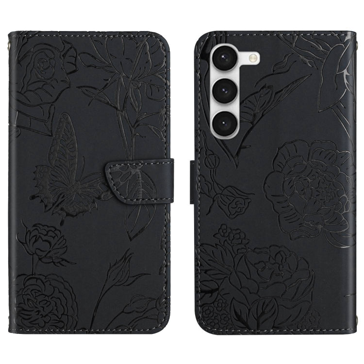 HT03 Cassa del telefono di cuoio di vibrazione impressa farfalla di sensibilità della pelle, For Samsung Galaxy S23 5G, For Samsung Galaxy S23+ 5G, For Sharp Aquos Sense7 SH-V48, For Xiaomi 12 Lite NE