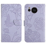 HT03 Cassa del telefono di cuoio di vibrazione impressa farfalla di sensibilità della pelle, For Samsung Galaxy S23 5G, For Samsung Galaxy S23+ 5G, For Sharp Aquos Sense7 SH-V48, For Xiaomi 12 Lite NE
