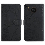 HT03 Cassa del telefono di cuoio di vibrazione impressa farfalla di sensibilità della pelle, For Samsung Galaxy S23 5G, For Samsung Galaxy S23+ 5G, For Sharp Aquos Sense7 SH-V48, For Xiaomi 12 Lite NE