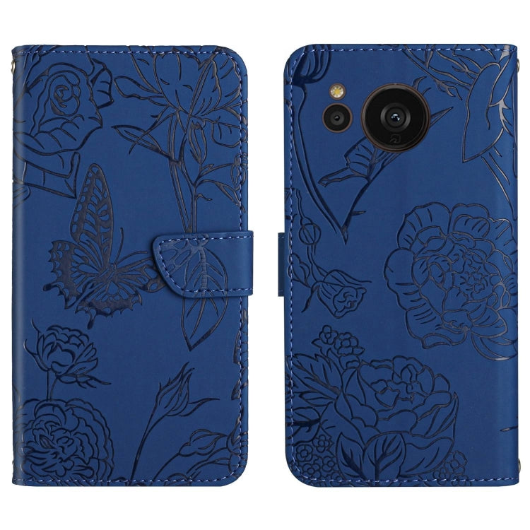 HT03 Cassa del telefono di cuoio di vibrazione impressa farfalla di sensibilità della pelle, For Samsung Galaxy S23 5G, For Samsung Galaxy S23+ 5G, For Sharp Aquos Sense7 SH-V48, For Xiaomi 12 Lite NE