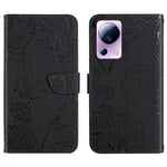 HT03 Cassa del telefono di cuoio di vibrazione impressa farfalla di sensibilità della pelle, For Samsung Galaxy S23 5G, For Samsung Galaxy S23+ 5G, For Sharp Aquos Sense7 SH-V48, For Xiaomi 12 Lite NE