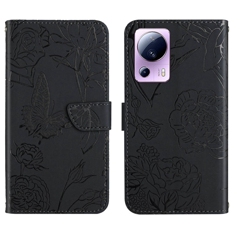 HT03 Cassa del telefono di cuoio di vibrazione impressa farfalla di sensibilità della pelle, For Samsung Galaxy S23 5G, For Samsung Galaxy S23+ 5G, For Sharp Aquos Sense7 SH-V48, For Xiaomi 12 Lite NE